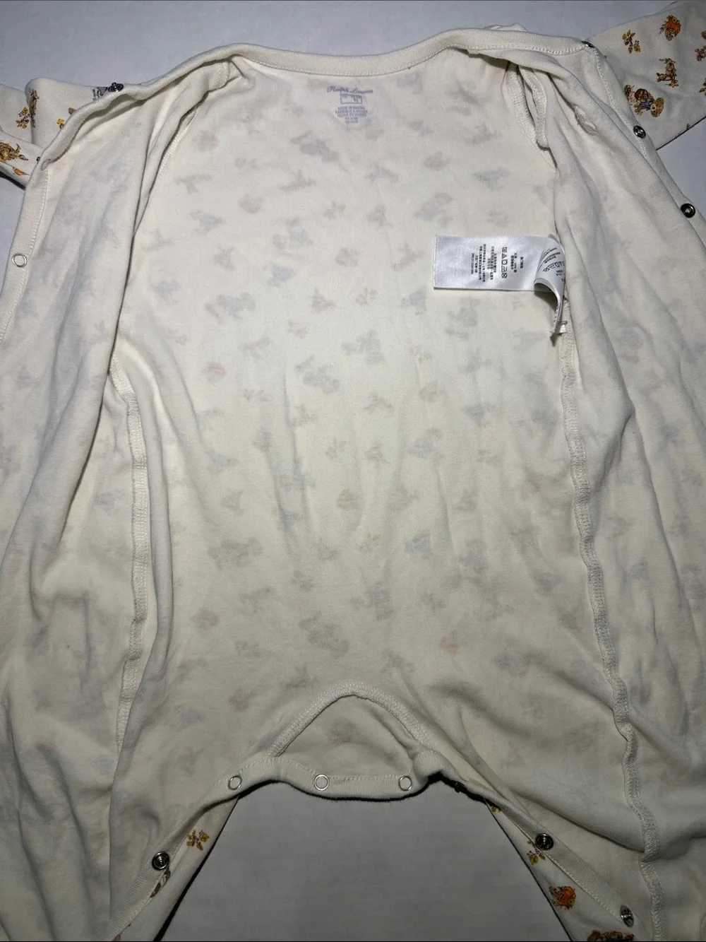 Ralph Lauren Baby 9M Polo Bear Cotton Footed Coverall SEE DESCRIPTION